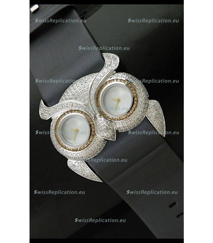 Chopard Animal World Ladies Owl Black Full Diamond Watch