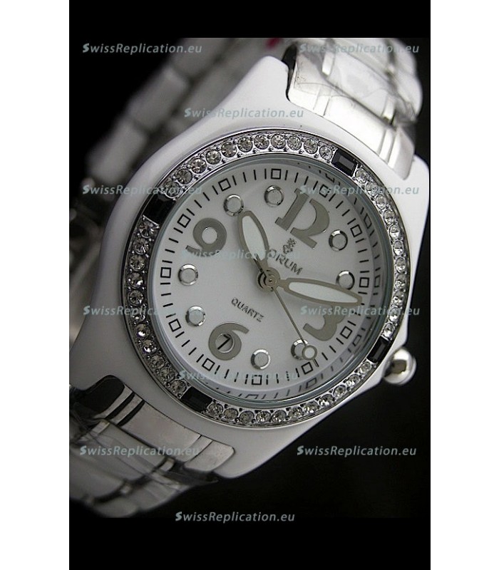 Corum Imitation Ceramics Japanese Replica Watch in White Dial