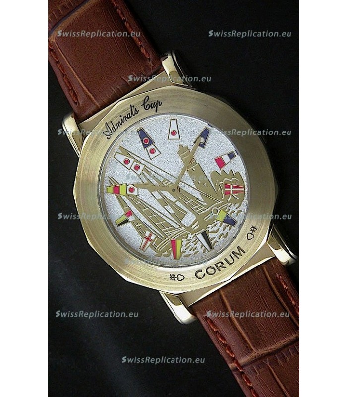Corum Admiral's Cup Japanese Replica Watch in Brown Strap