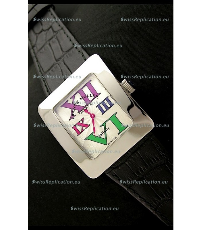 Franck Muller Geneve Infinity Japanese Steel Watch in Multi Color Roman Markers
