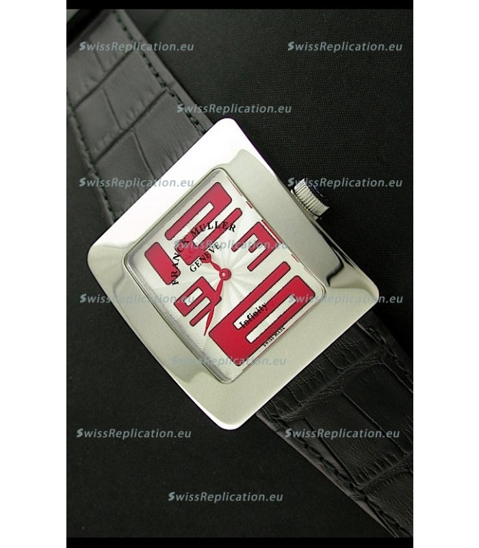 Franck Muller Geneve Infinity Japanese Steel Watch in Red Numeral Markers
