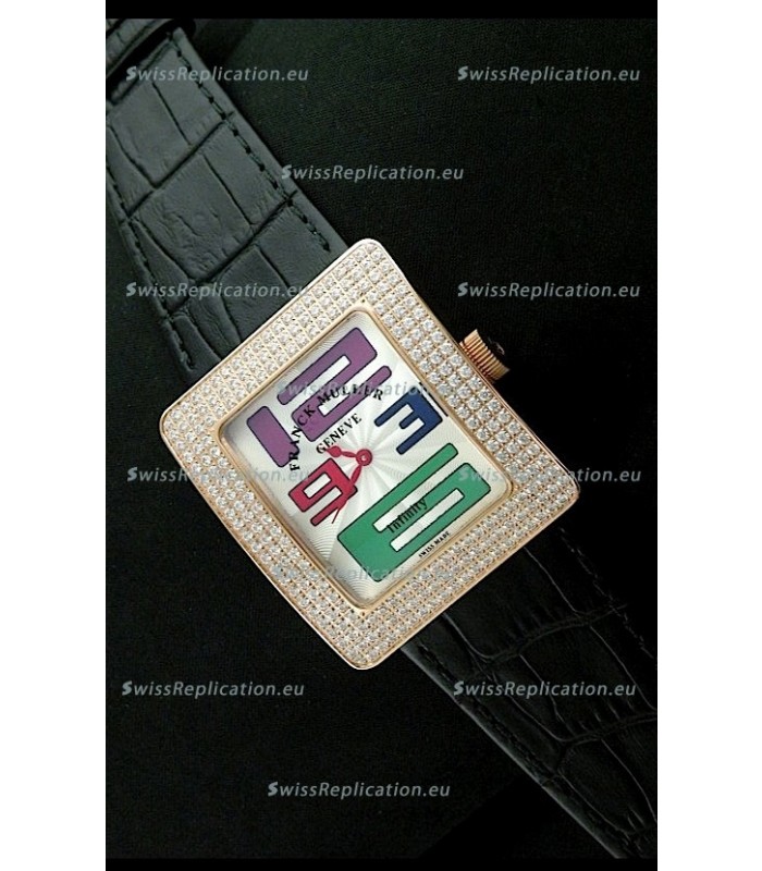 Franck Muller Geneve Infinity Japanese Gold Watch in Multi Color Numeral Markers