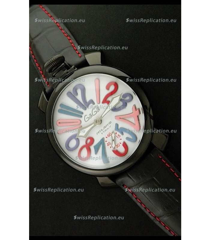Gaga Milano Italy Japanese Replica PVD Watch in White Dial
