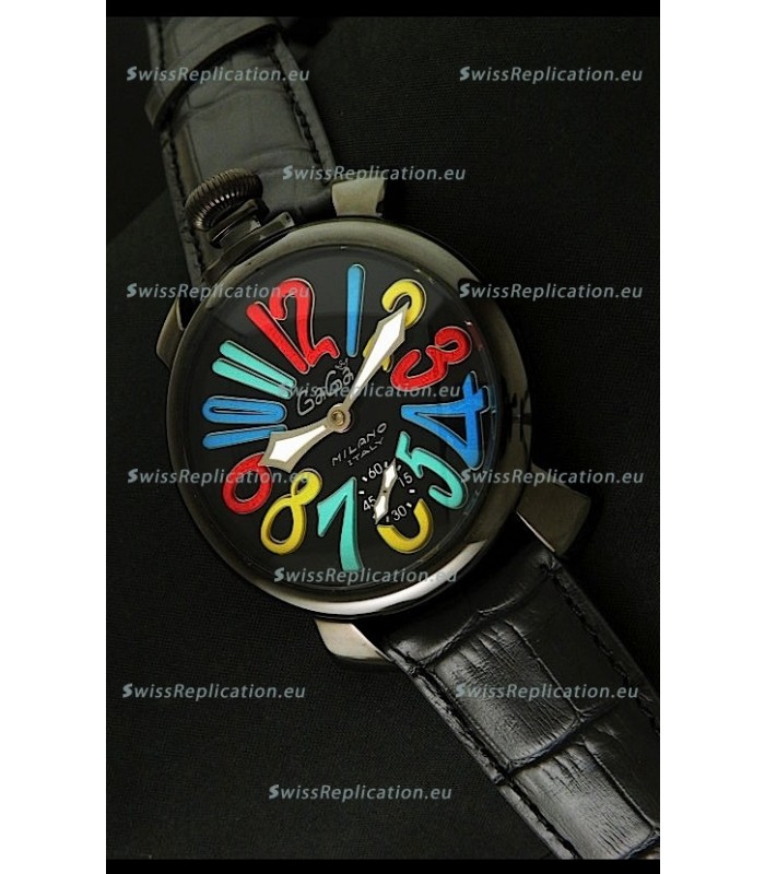 Gaga Milano Italy Japanese Replica PVD Watch in Multi Colour Arabic Markers