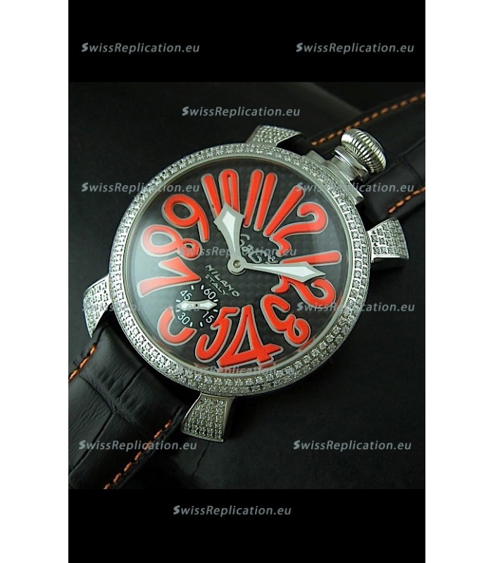Gaga Milano Italy Manuale Replica Japanese Watch in Orange Markers