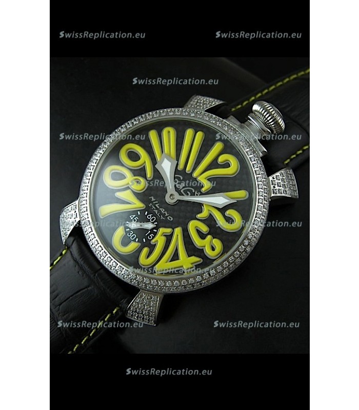 Gaga Milano Italy Manuale Replica Japanese Watch in Yellow Markers