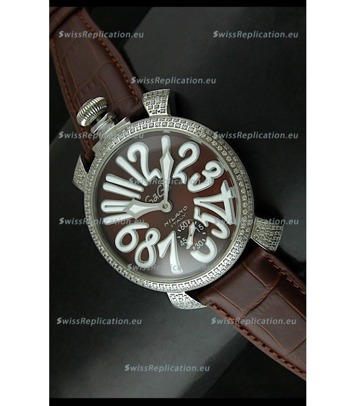 Gaga Milano Italy Manuale Replica Japanese Watch in Coffee Dial
