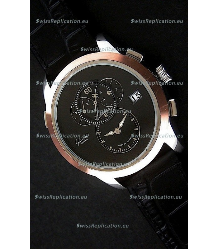 Glashuette ST. Steel Japanese Replica Watch in Black Dial