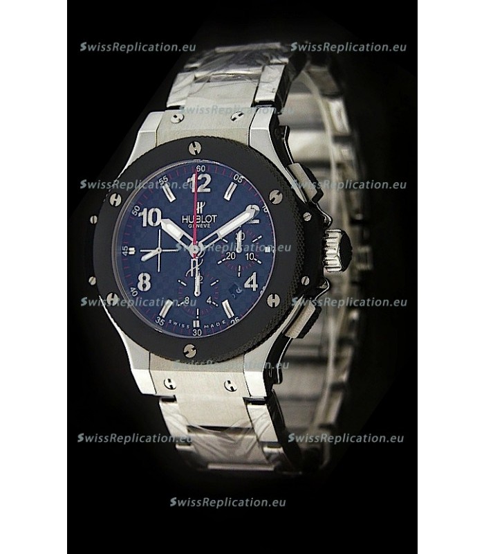 Hublot Big Bang Swiss Replica Watch in Steel Strap Ceramic Bezel
