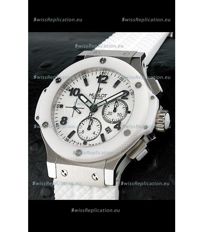 Hublot Big Bang Swiss Replica Watch in White Ceramic Bezel