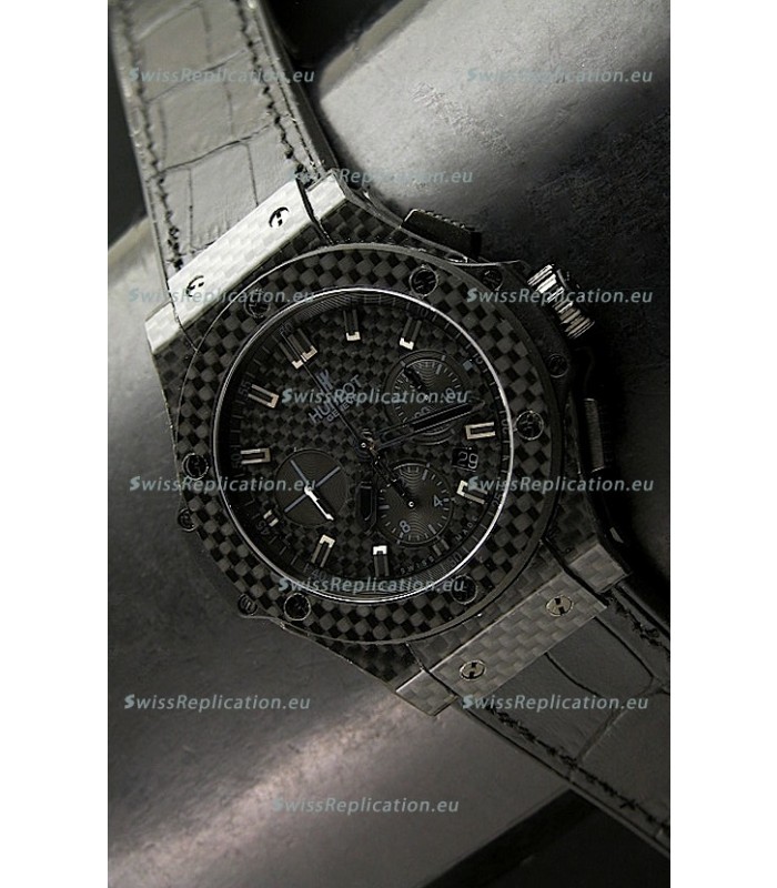 Hublot Swiss Replica Watch in Black Fibre Carbon Dial