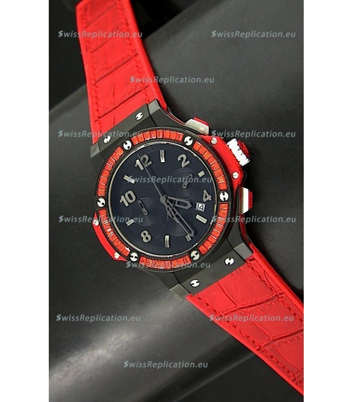 Hublot Big Bang All Black Edition Japanese Quartz Watch with Diamonds