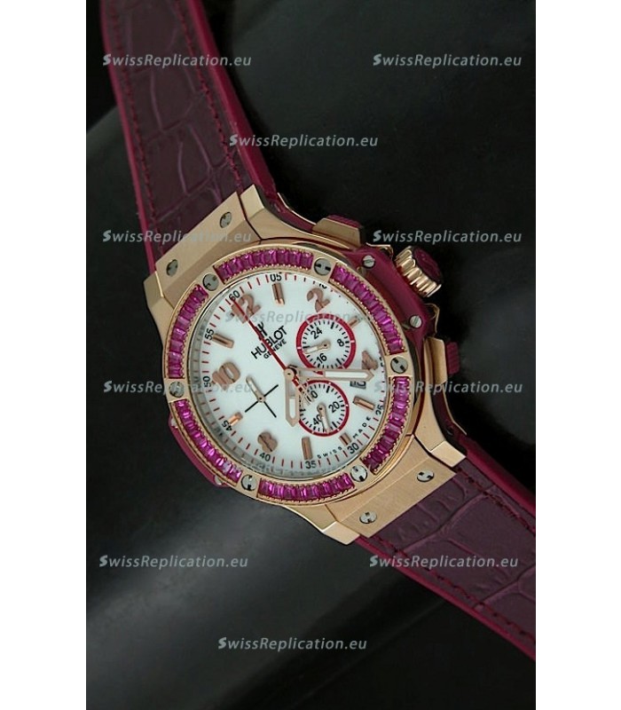 Hublot Big Bang All Black Edition Japanese Quartz Watch in Red Color