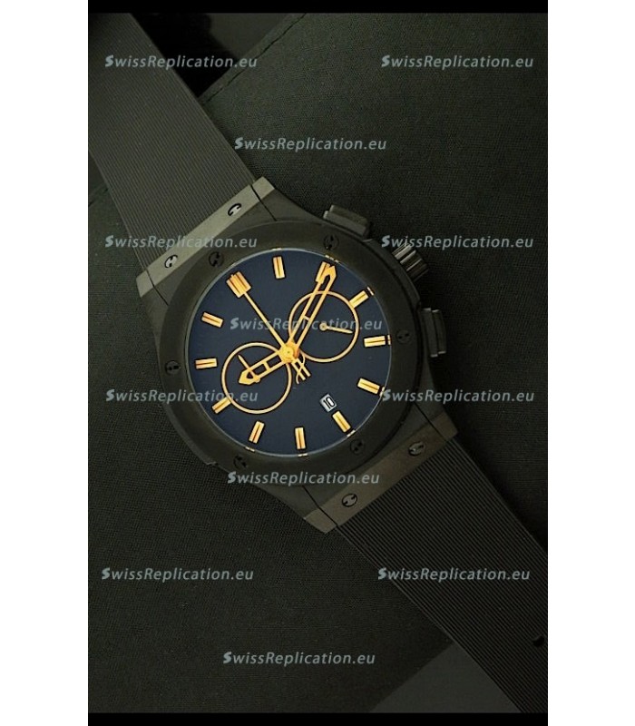 Hublot Big Bang Classic Fusion Chrono Japanese Watch with Yellow Markers Ceramic Case