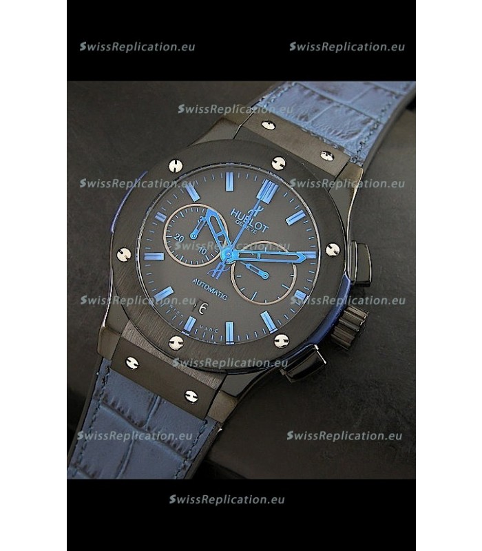 Hublot Big Bang Classic Fusion Swiss Replica PVD Watch in Blue Strap