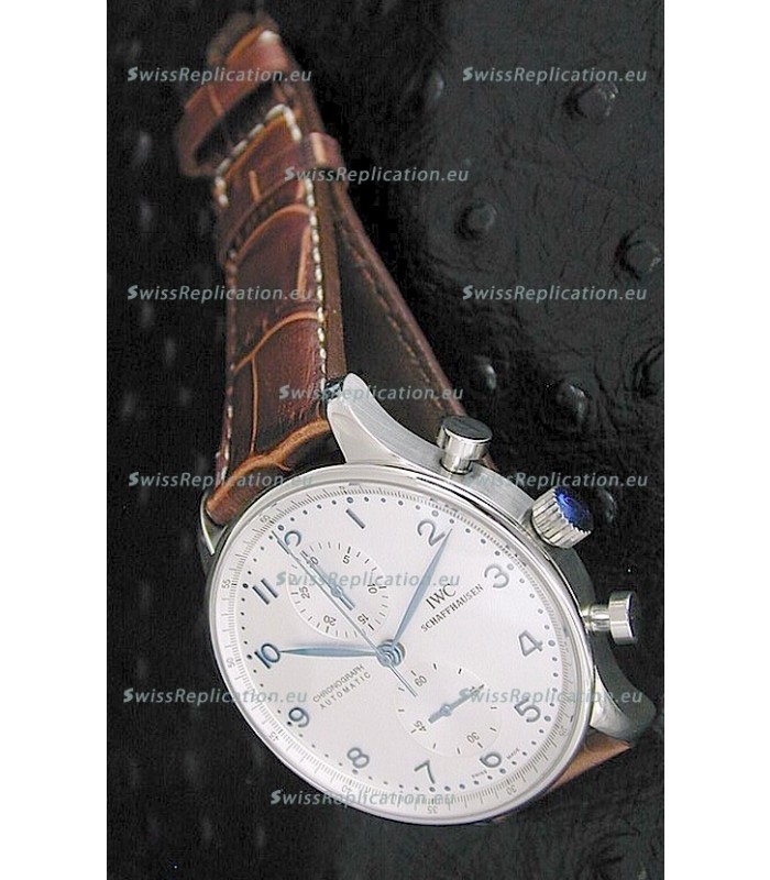 IWC Portuguese Chronograph Swiss Replica Watch in White Dial