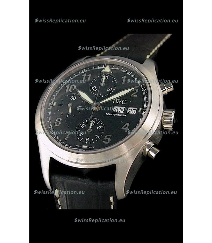 IWC Der Flieger Chronograph Swiss Replica Watch in Black Dial