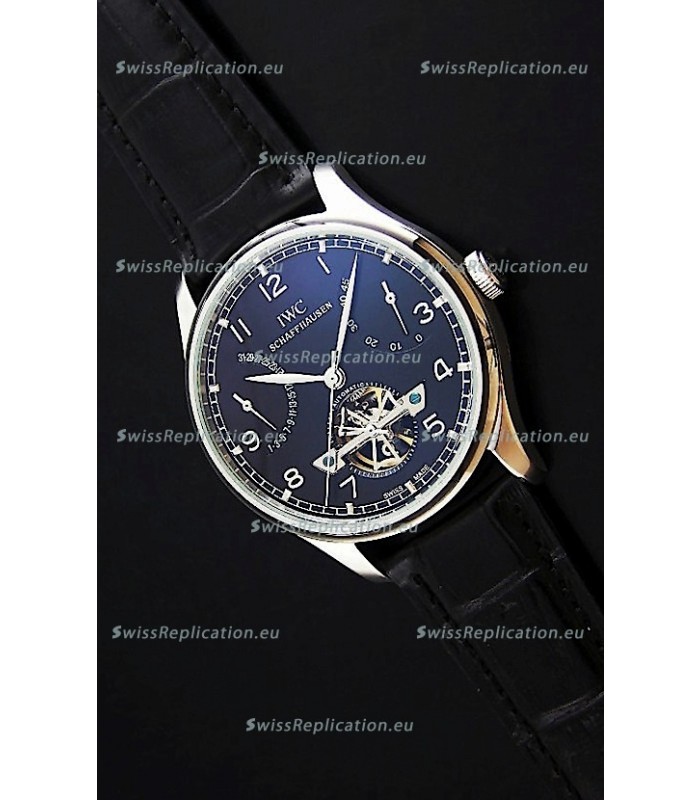 IWC Portuguese FA Jones Japanese Replica Watch in Black Dial with Tourbillon