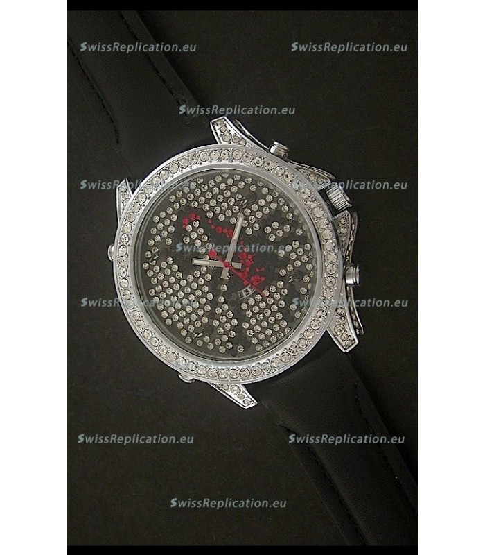 Five Time Zones J&C Imitations Japanese Watch in Full Diamonds