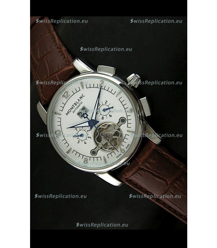 Mont Blanc Flying Tourbillon Japanese Replica Watch in White Dial
