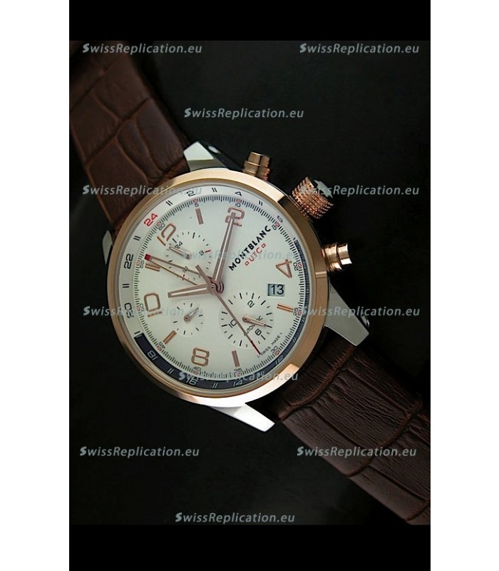 Mont Blanc UTC Japanese Replica Watch in Gold Bezel