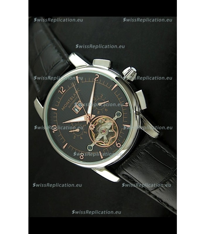 Mont Blanc Flying Tourbillon Japanese Replica Watch in Black Dial