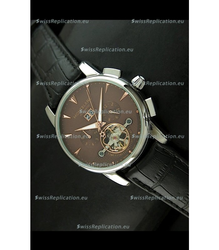 Mont Blanc Flying Tourbillon Japanese Replica Watch in Brown Dial
