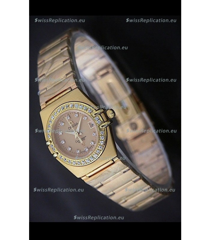Omega Full Gold Diamonds Constellation Japanese Watch