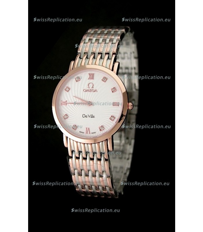 Omega DeVelie Japanese Replica Rose Gold Watch 