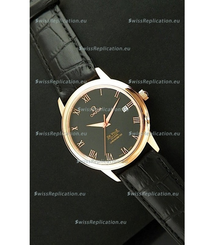 Omega DeVelie Co-Axial Chronometer Japanese Rose Gold Watch in Black Dial