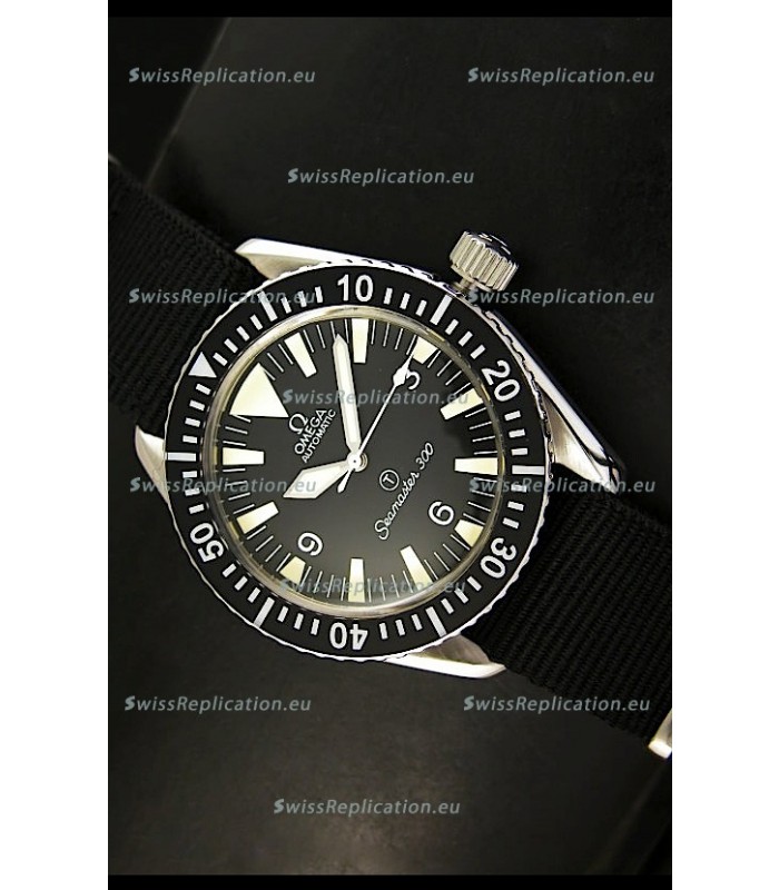 Omega Seamaster 300 R-Navy Black Dial Swiss Watch with Navy Strap