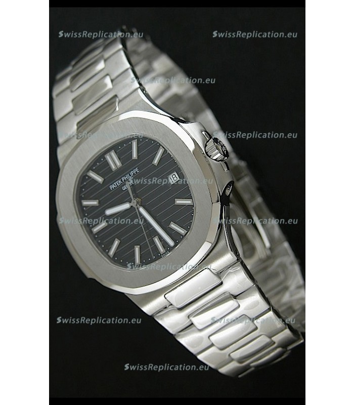Patek Phillipe Nautilis Swiss Replica Watch in Black Textured Dial