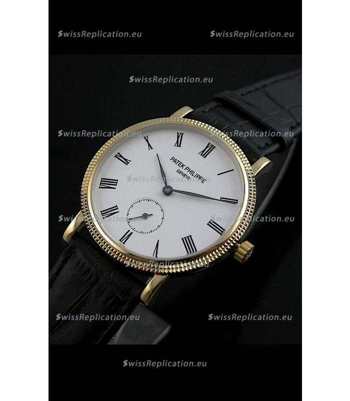 Patek Philippe Calatrava Japanese Mens Watch in Yellow Gold Case