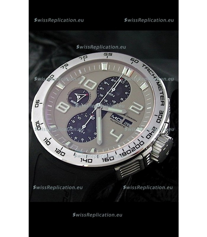 Porsche Design Flat Six P'6340 Swiss Chronograph Watch in Grey Dial