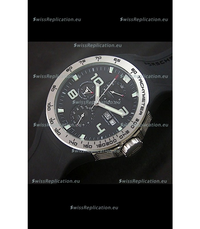 Porsche Design Flat Six P'8340 Swiss Chronograph Watch in Black Dial