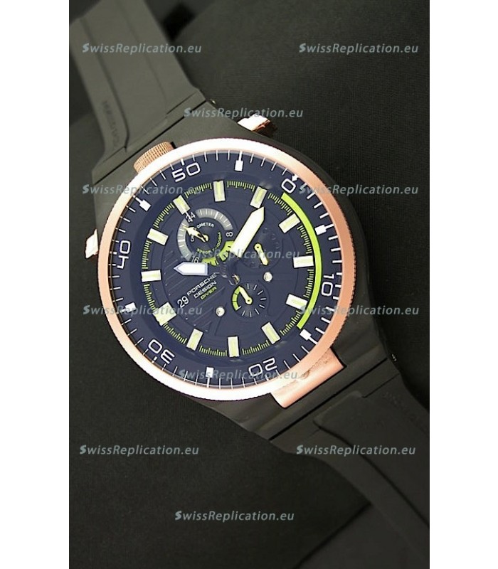 Porsche Design Diver Japanese Replica PVD Watch in Gold Bezel