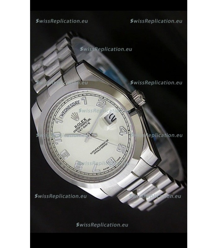 Rolex Day Date Japanese Replica Steel Watch in Arabic Markers