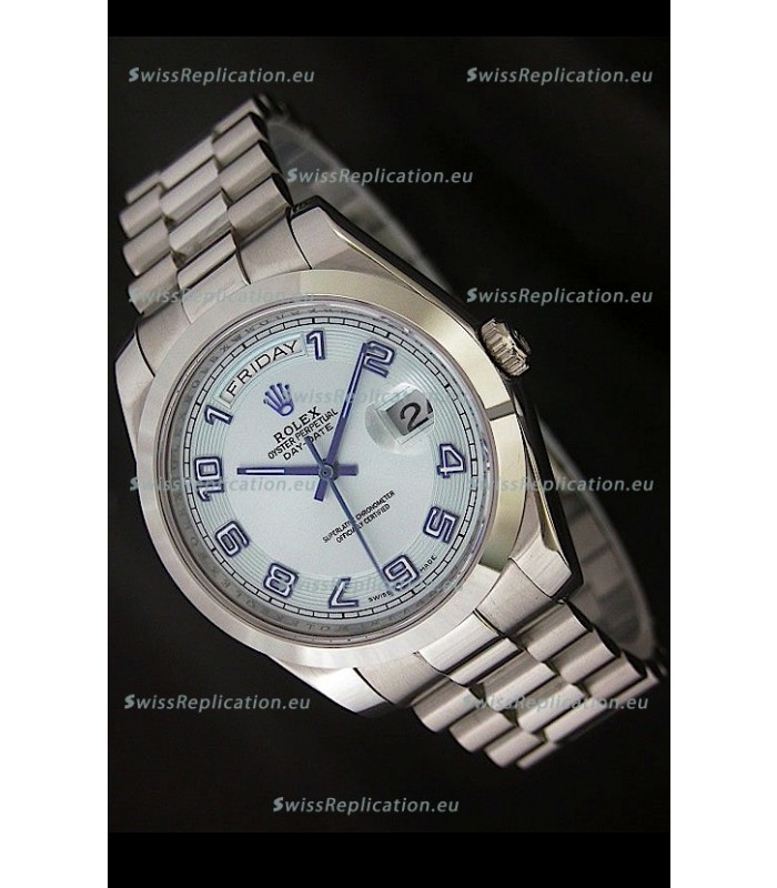 Rolex Day Date Japanese Replica Steel Watch in White Dial