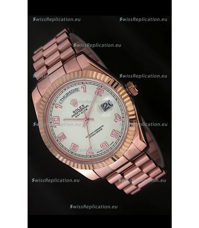 Rolex Day Date Japanese Replica Steel Watch in Arabic Markers