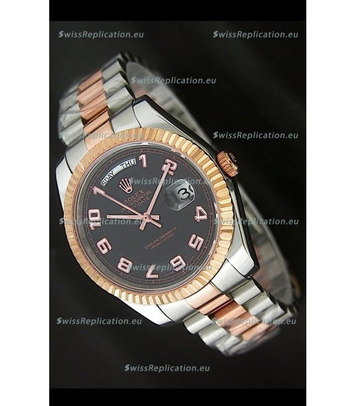 Rolex Oyster Perpetual Day Date II Japanese Replica Watch in Black Dial