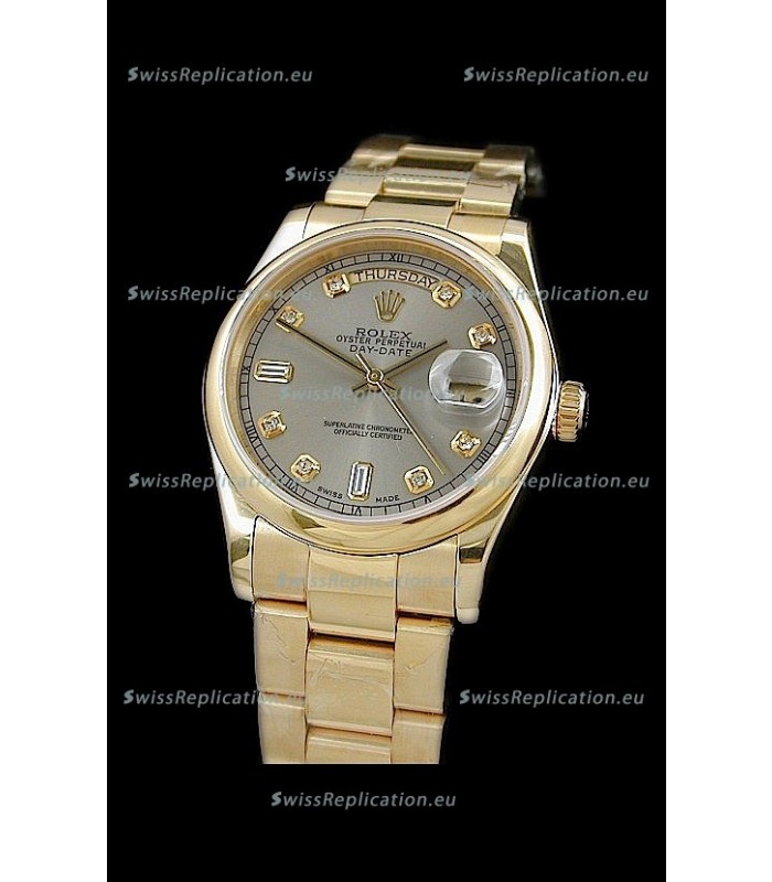 Rolex Day Date Swiss Full Gold Diamond Replica Watch