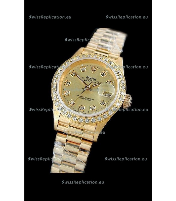 Rolex Datejust Ladies Swiss Replica Gold Watch