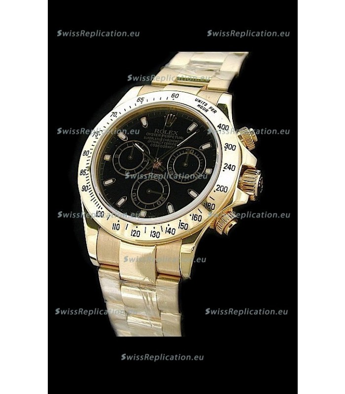 Rolex Daytona Swiss Replica Gold Watch in White Stick Hour Markers
