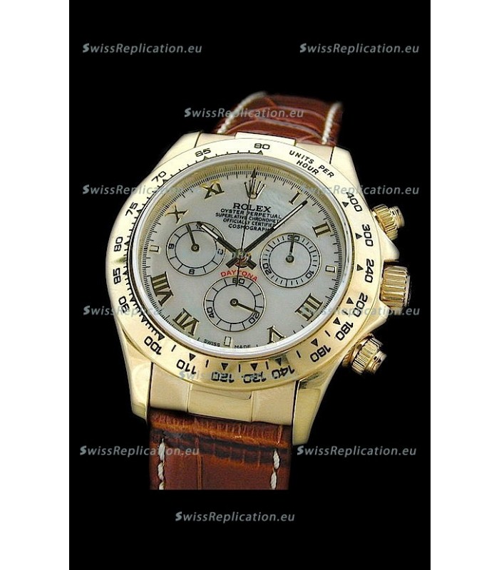 Rolex Daytona Cosmograph Swiss Replica Gold Watch in Roman Hour Markers