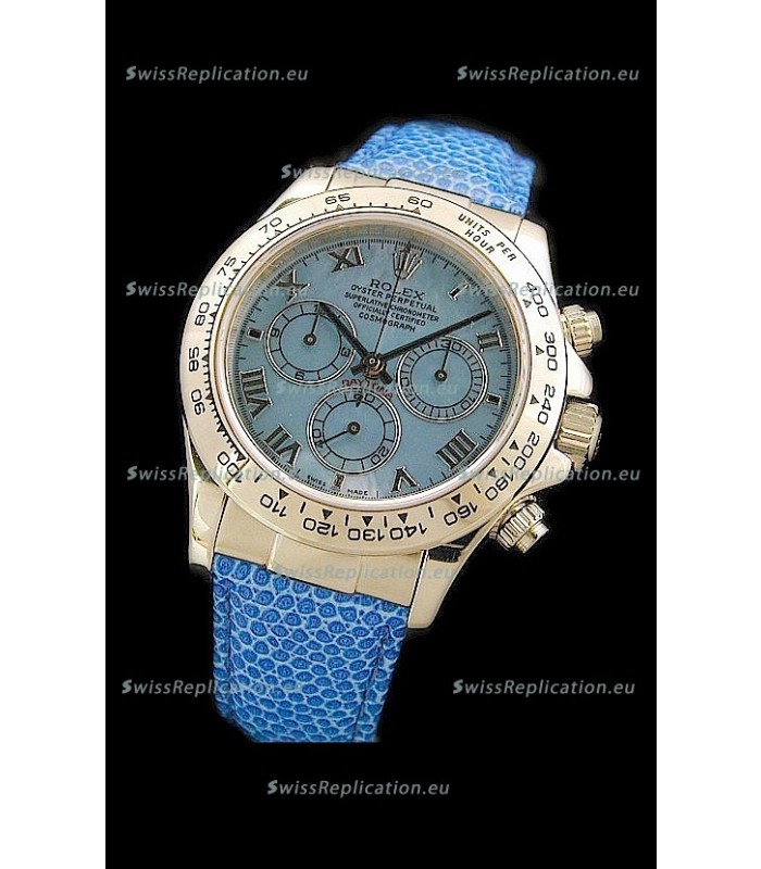 Rolex Daytona Cosmograph Swiss Replica Steel Watch in Blue Pearl Dial