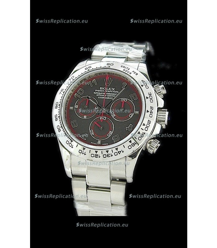 Rolex Daytona Cosmograph Swiss Replica Steel Watch in Red Subdial