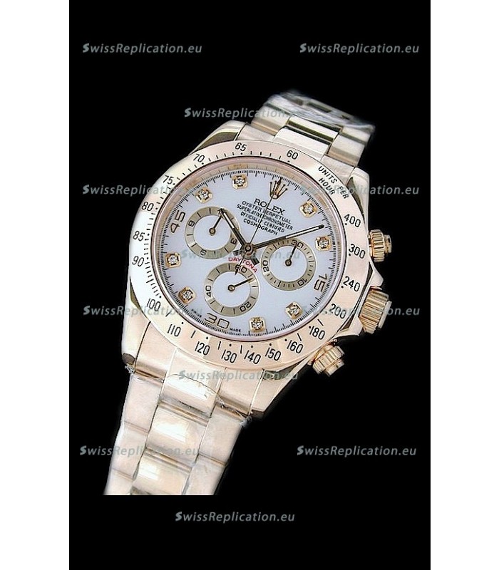 Rolex Daytona Cosmograph Swiss Replica Gold Watch in White Dial