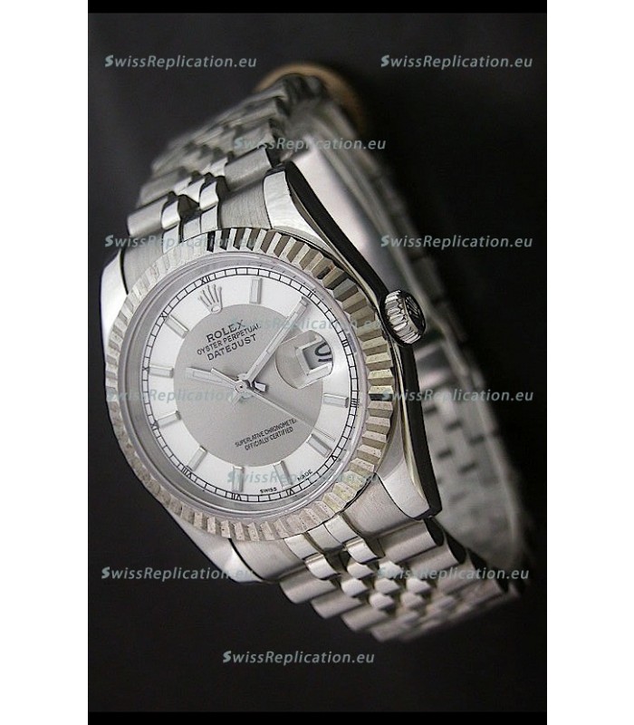 Rolex Datejust Oyster Perpetual Superlative ChronoMeter Replica Watch in White & Grey Dial