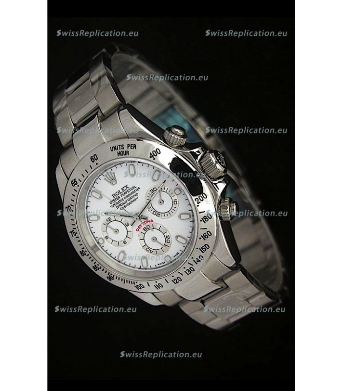 Rolex Daytona Japanese Replica Steel Watch in White Stick Hour Markers