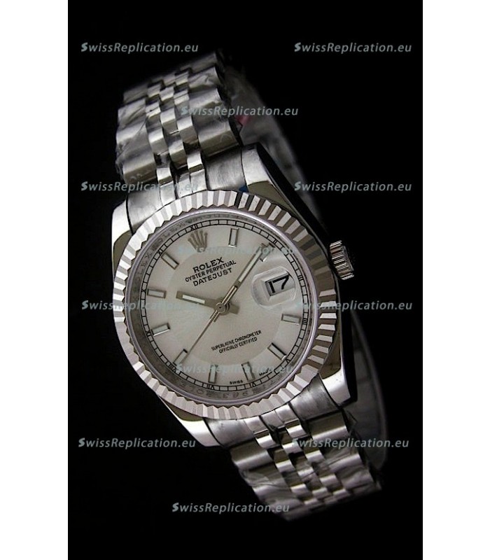 Rolex Datejust Mens Swiss Replica Watch in White Dial